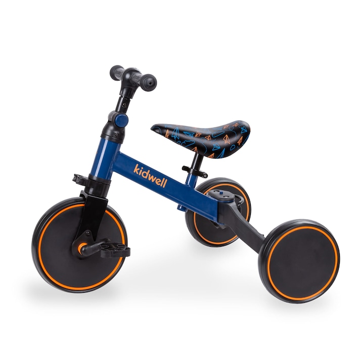 Bicicleta Premium Kidwell Pico 3 in 1 pentru copii, cadru din otel, 2 ani+, Albastru