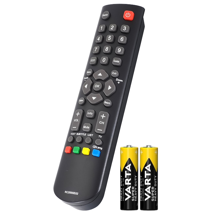 Telecomanda TV Compatibila Vortex, LEDV-32TD1210, RC2000EE02, Bocu Remotes®, neagra, baterii incluse