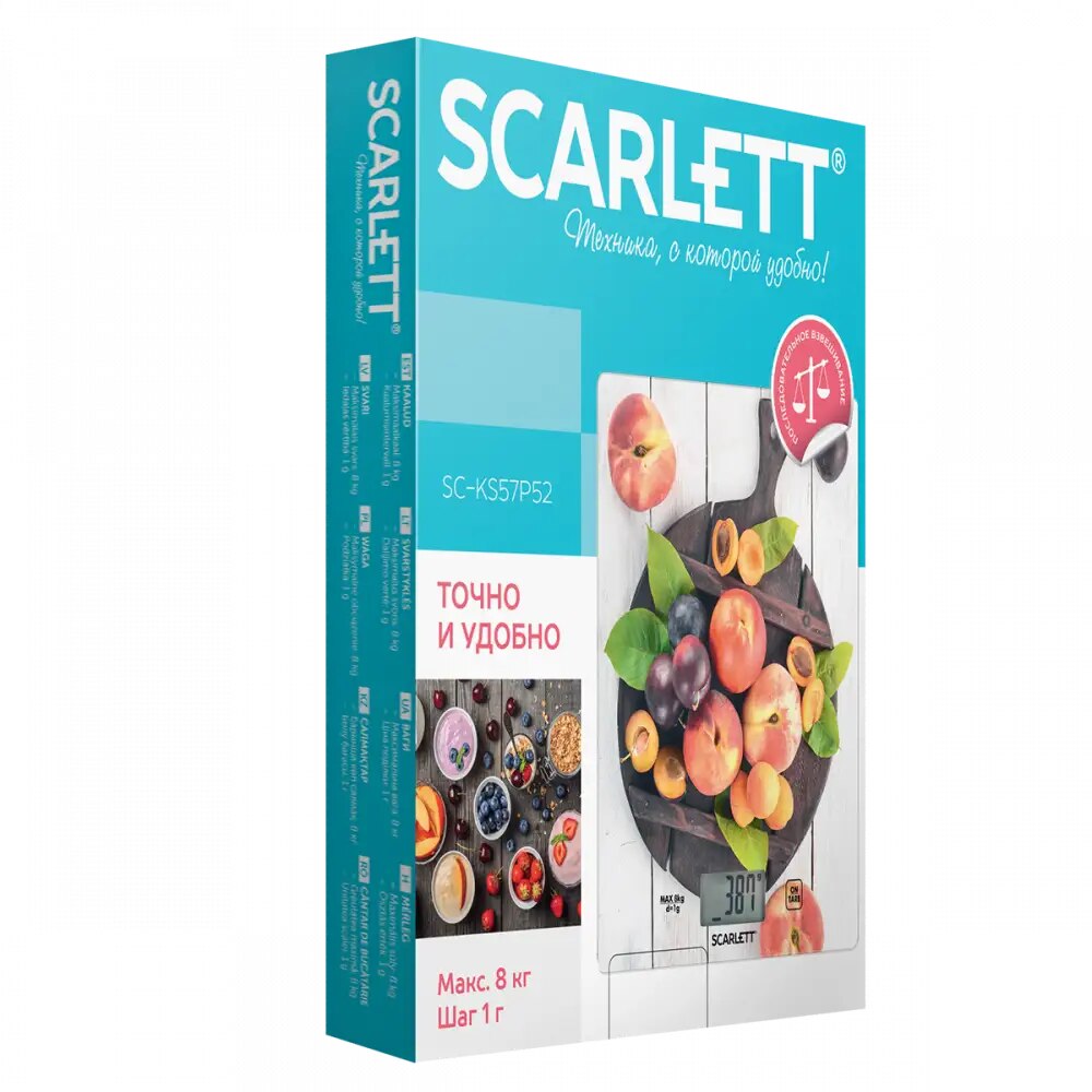 Cantar de bucatarie, Scarlett, SC-KS57P52, 8 kg, Sticla, Multicolor ...