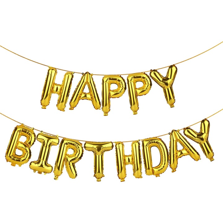 Zola fólia lufi szett, ezüstszínű, Happy Birthday, 27X19X0.5 cm