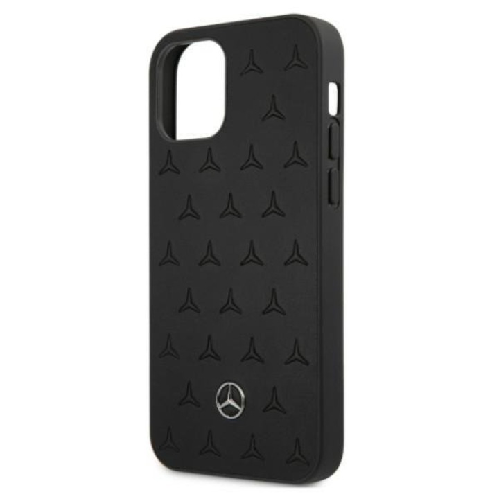 Кейс Mercedes Leather Stars Pattern за Apple iPhone 12 Pro Max, Черен