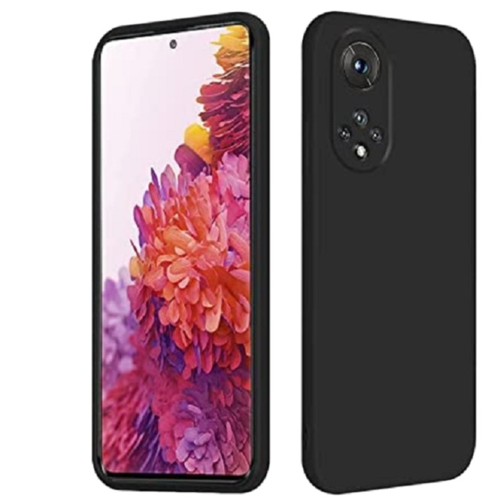 Противоударен силиконов калъф с микрофибърна вътрешност, съвместим с Huawei Nova 9 Black