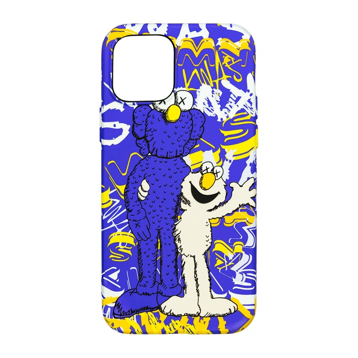 Husa de telefon, LUXO, compatibil cu iPhone 12 / 12 Pro, model Greet the Kaws cu efect fosforescent, TPU, multicolor