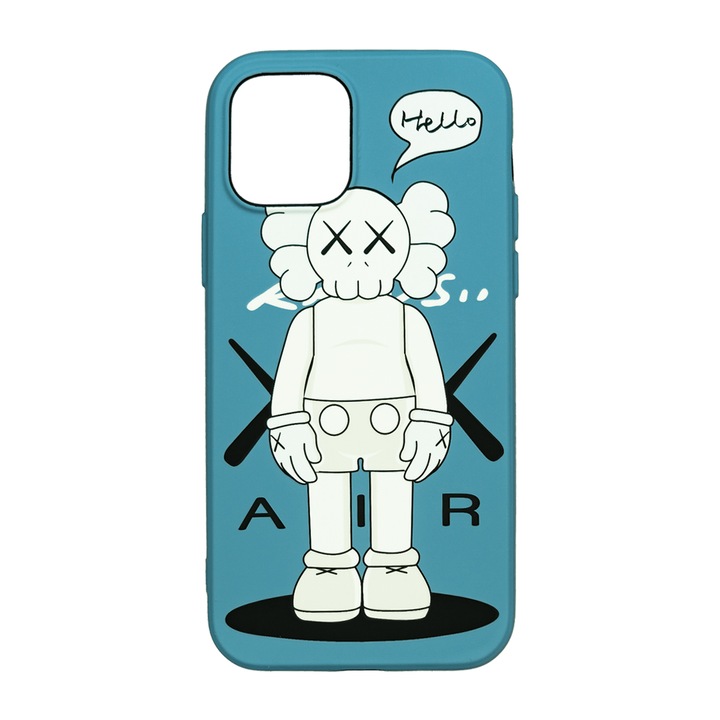 Husa de telefon, LUXO, compatibil cu iPhone 12 / 12 Pro, model Hello Kaws cu efect fosforescent, TPU, multicolor