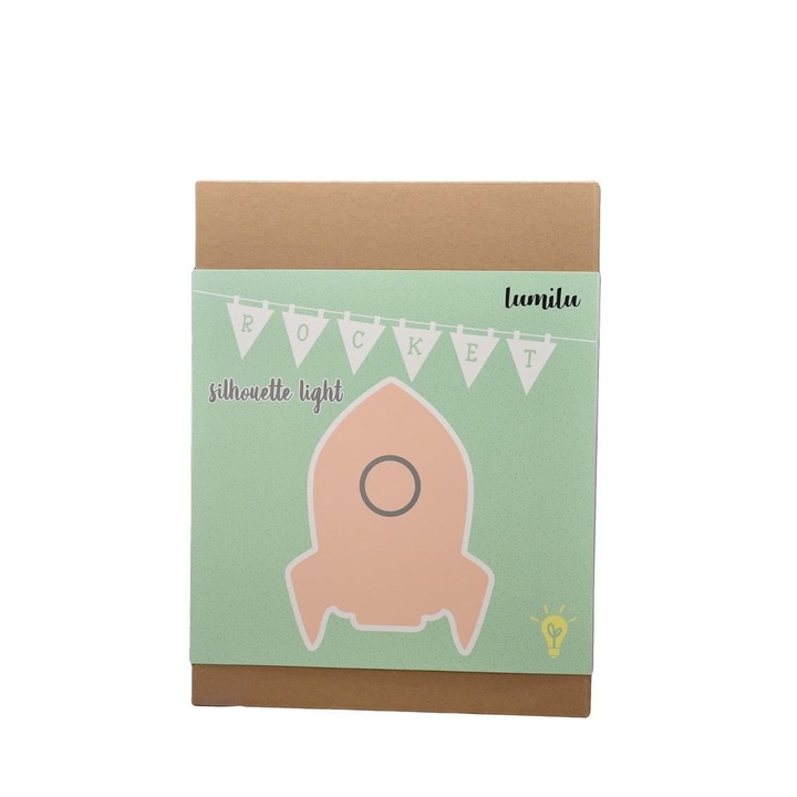 Нощна лампа за стена, с LED, регулируема светлина и изключване по време, форма на ракета, Lumilu Silhouette Rocket, MCT 52157