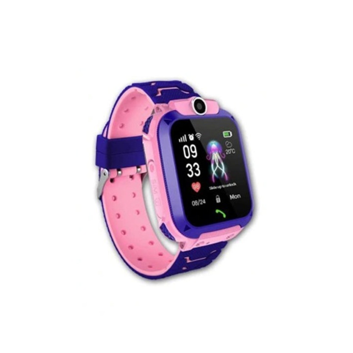Ceas smartwatch GPS copii Q12, monitorizare spion, Violet