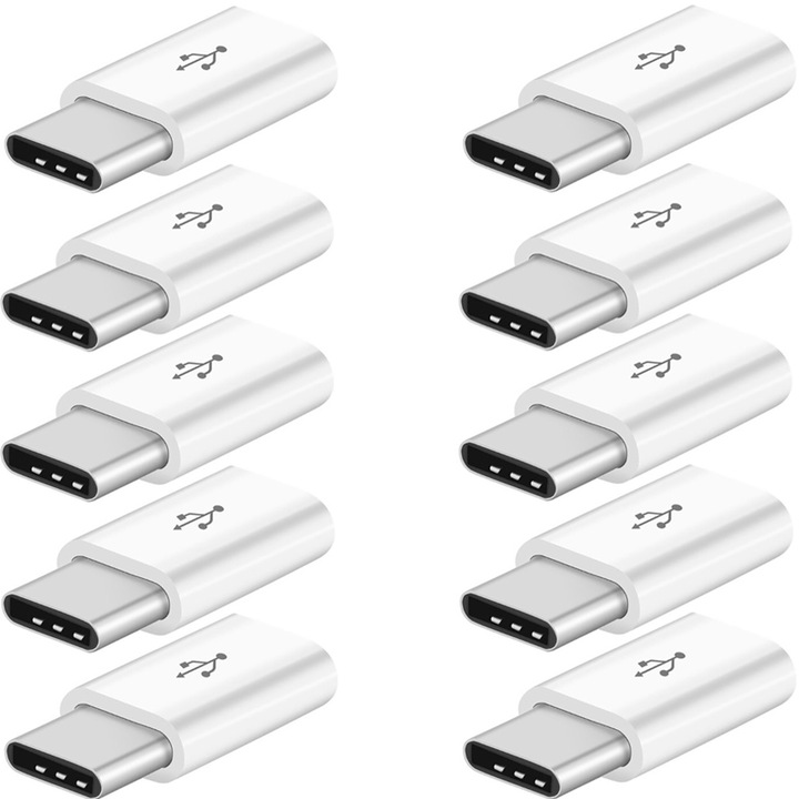 Micro USB adapter, USB Type C 3.1, fehér, 10 db