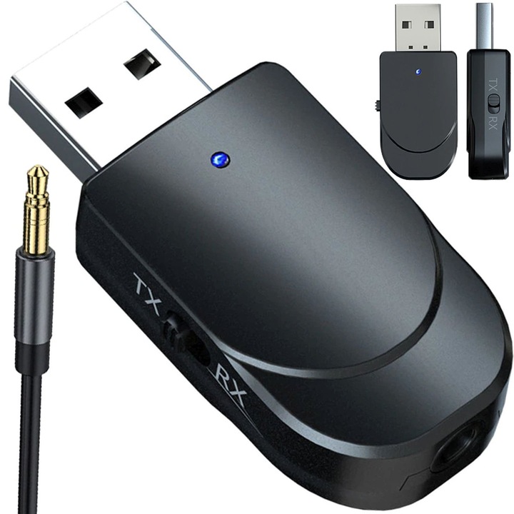 Adaptor Bluetooth Transmitator USB RETOO TechPro, Microfon, Timp de Lucru 8 ore, Reducere a Zgomotului, Dioda Indicatoare de Functionare, 3,5 mm minijack, MP3 / MP4, Home Cinema, Bluetooth v3.0 + EDR, Negru