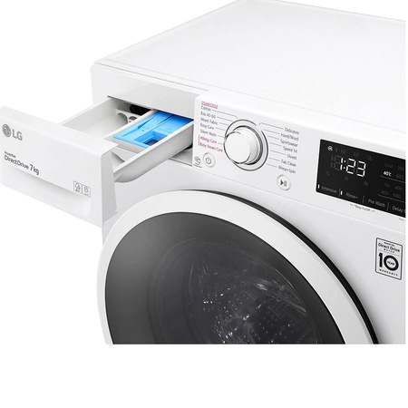 Masina de spalat rufe Slim LG F2WV3S7AIDD, 7 kg, 1200 rpm, Motor AI Direct Drive, Steam, Smart Diagnosis, Clasa D, Alb