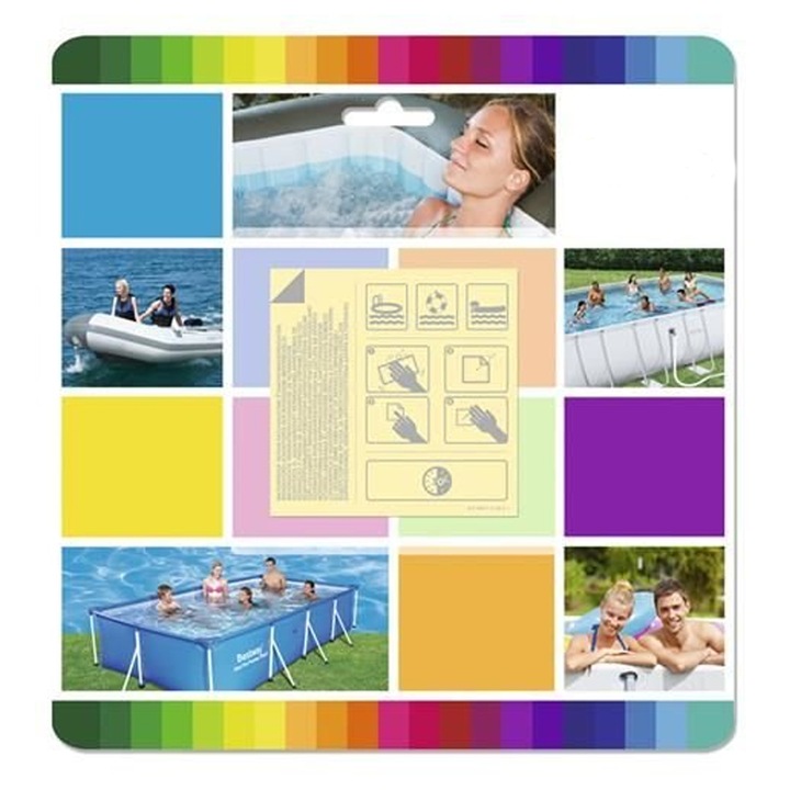 Kit 10 Petice Reparatie Piscina Zenino - Autoadezive, Usor de Lipit, Dimensiune 6,5x6,5 cm/buc, Transparent