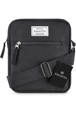 Borseta geanta de umar pentru barbati, curea, neagra, 24x19x4.5cm, Zagatto, ZG52