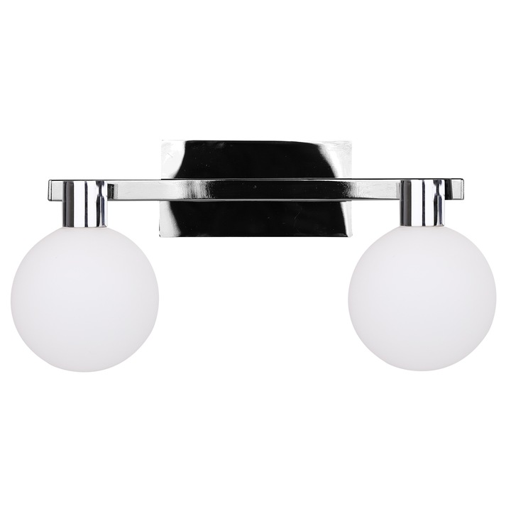 Стенна лампа Maldus, стомана/стъкло, G9, 2x40W, 17x33,5x15 см, сребристо/бяло