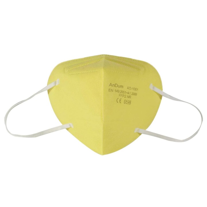 Maszk színe Sárga FFP2 védelmi szint, 5 rétegű, egyenként csomagolva