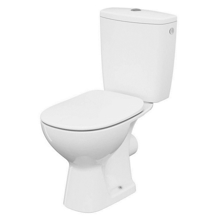 Комплект за тоалетна Cersanit Compact 659 Arteco K667-069, Clean On, Страничен дренаж 010, Вместимост на резервоара 3/5 литра, Капак за тоалетна Arteco, Бавно затваряне, Полипропилен, Бял