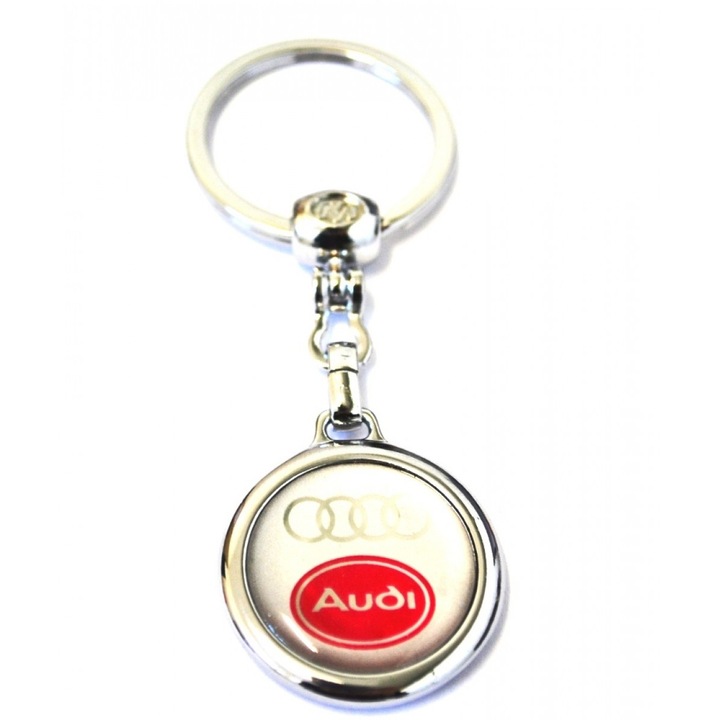 Audi kerek kulcstartó, szilikon fém
