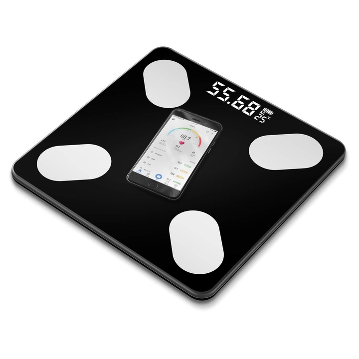Везна за баня M034B M013A, BLUETOOTH, Черен