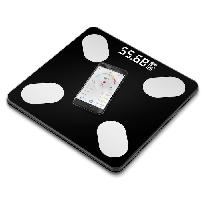 Везна за баня M034B M013A, BLUETOOTH, Черен