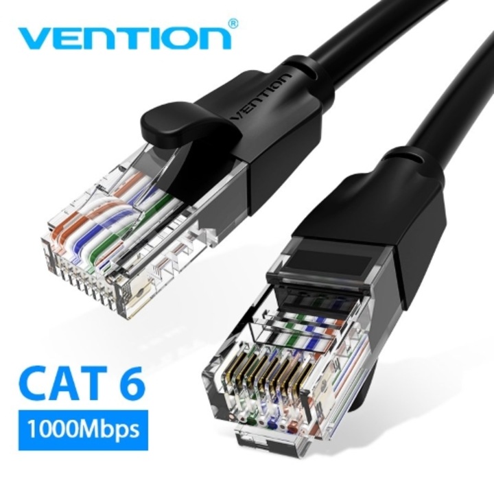 Kábelszellőző IBEBG, LAN hálózathoz, fekete, 1,5 m, árnyékolt, UTP CAT-6