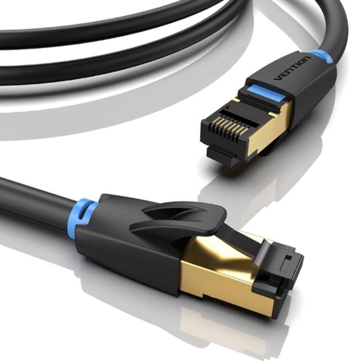 Kábel Vention IKABD, LAN hálózati, fekete, 0,5 m, árnyékolt, SFTP CAT-8, 40 Gb/s
