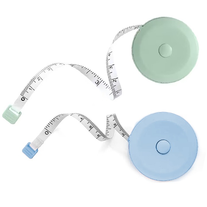 Set 2 rulete croitorie, ABS, Portabil, 2m, Albastru/Verde