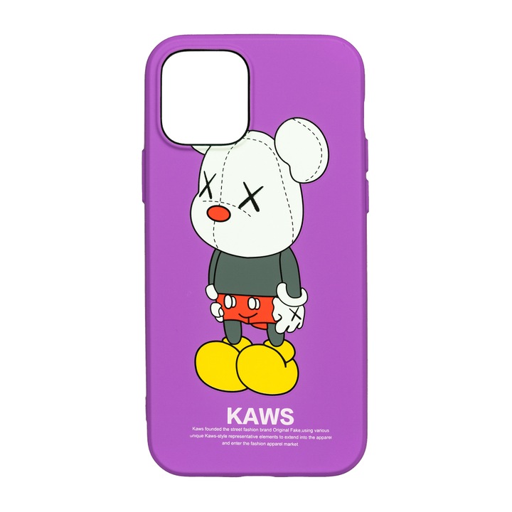 Husa de telefon, LUXO, compatibil cu iPhone 12 / 12 Pro, model Baby Kaws cu efect fosforescent, TPU, multicolor