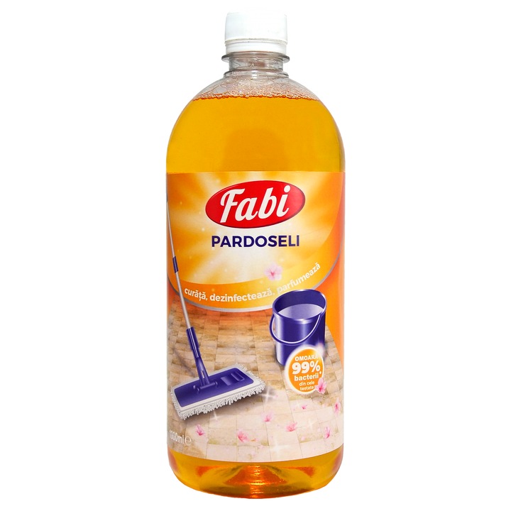 Detergent profesional pentru pardoseli, Fabi, 1L, portocaliu, curata si dezinfecteaza, avizat ca biocid