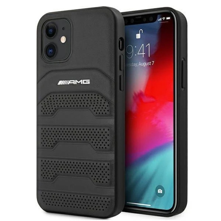 Husa Spate Premium Mercedes Amg Compatibila Cu iPhone 12 Mini, Piele Naturala, Debossed Lines - 39013929