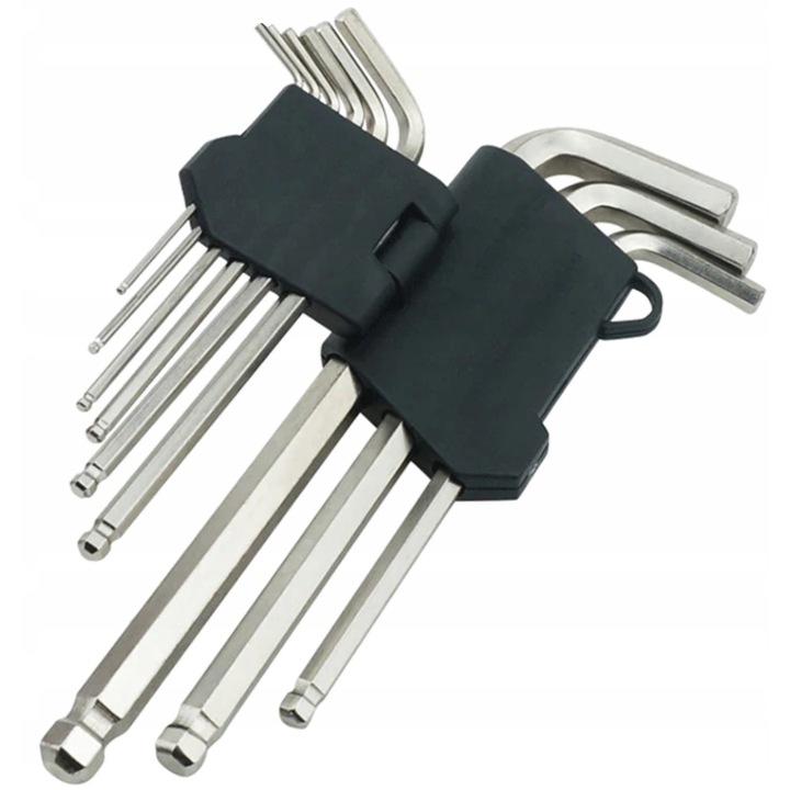 Set 9 chei hexagonale M007B, Tip imbus, 1.5-10, Otel, Gri
