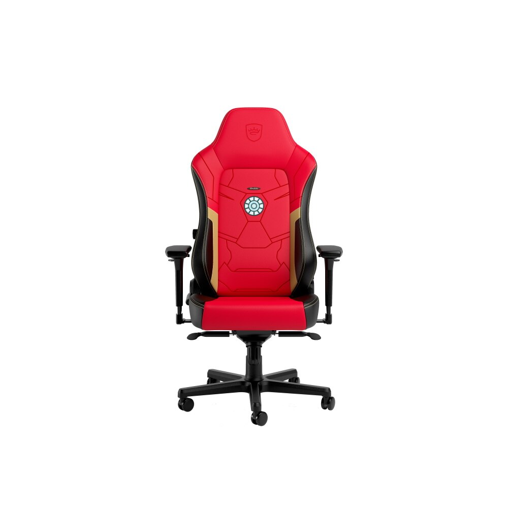 Scaun Gaming Noblechairs HERO Iron Man Edition, Piele sintetica, Negru/Rosu