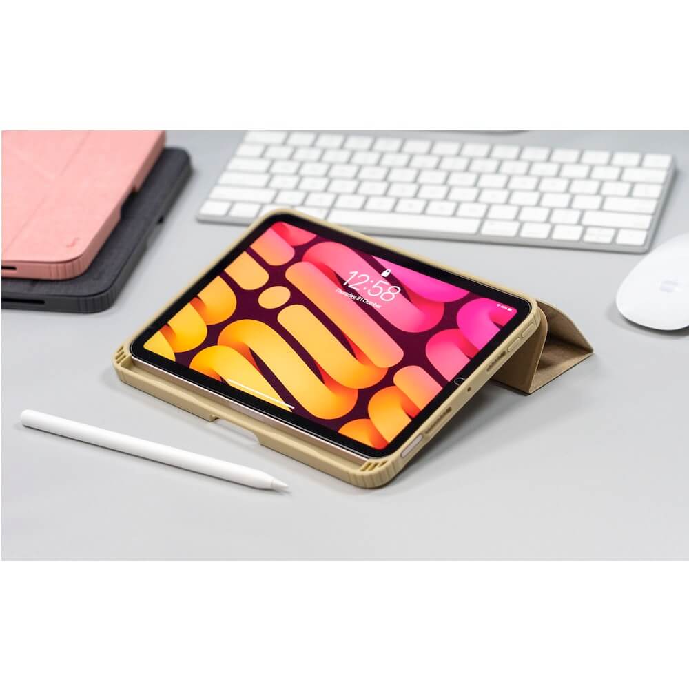 Carcasa si suport din poliuretan cu compartiment Apple Pencil pentru iPad mini 6 2021, Torrii Torero, maro
