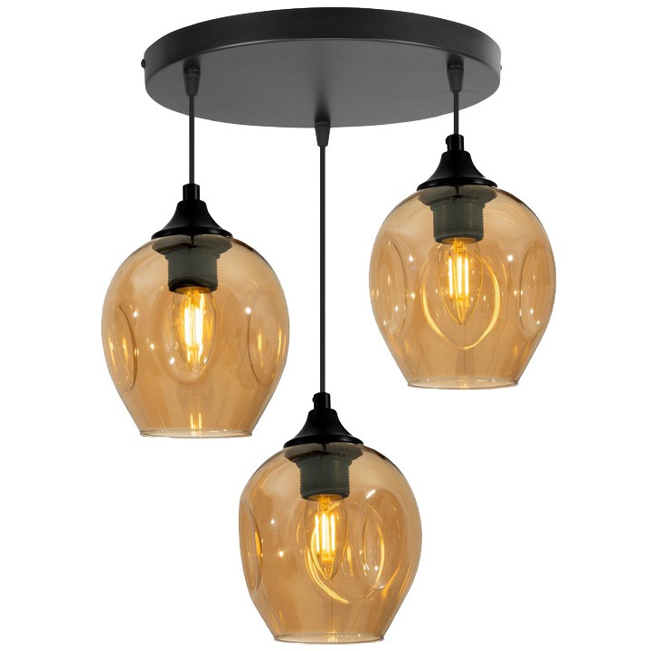 Pendul Aspa, Metal/Sticla, E27, 3x40W, 100x39x39cm, Negru/Maro