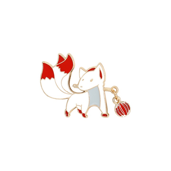 Insigna metal cu pin Vulpe 2.28x2.79 cm