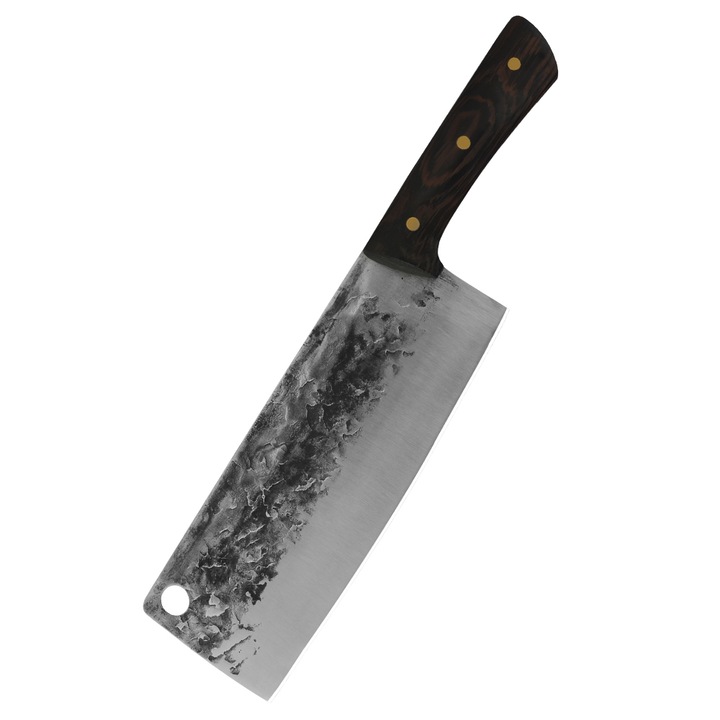 Satar Hawk, Outdoors & Kitchen, Forjat Hammered, Otel 5Cr15, Maner Lemn Wenge, 30 cm, Blades®