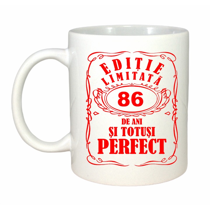 Cana din ceramica alba personalizata, Editie Limitata 86 ani,330ml