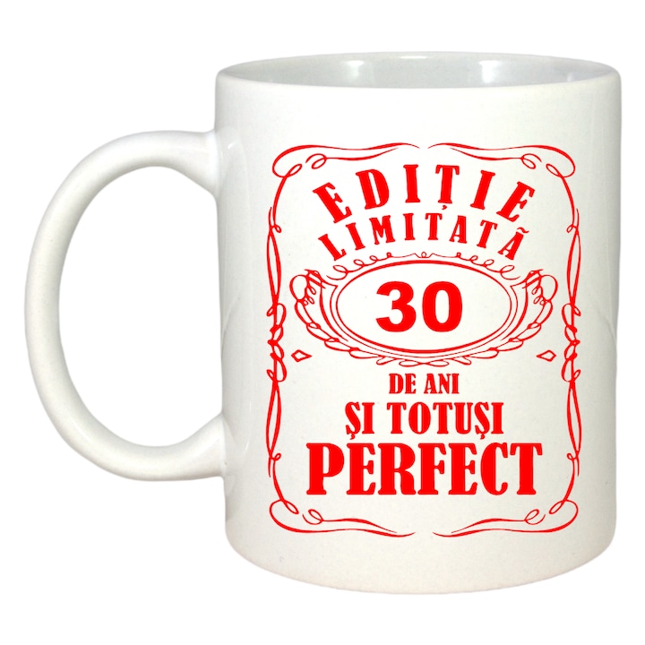 Cana din ceramica alba personalizata, Editie Limitata 30 ani, 330ml