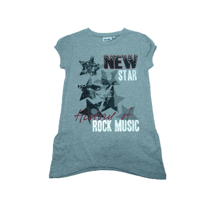 Tricou cu maneca scurta pentru fete Wendee DY39121-2-128, Gri 128 CM