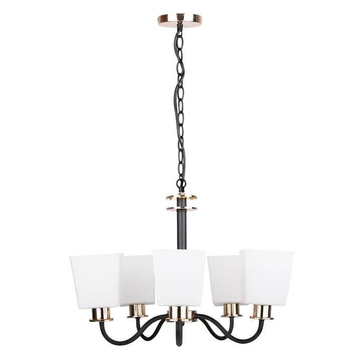 Lustra Schubert, 5x40W, E27, Negru/Alb