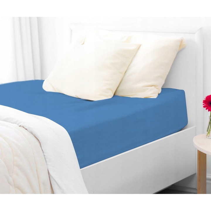 Cearceaf cu elastic, Darymex, Jerseu, 120x200 cm, Albastru