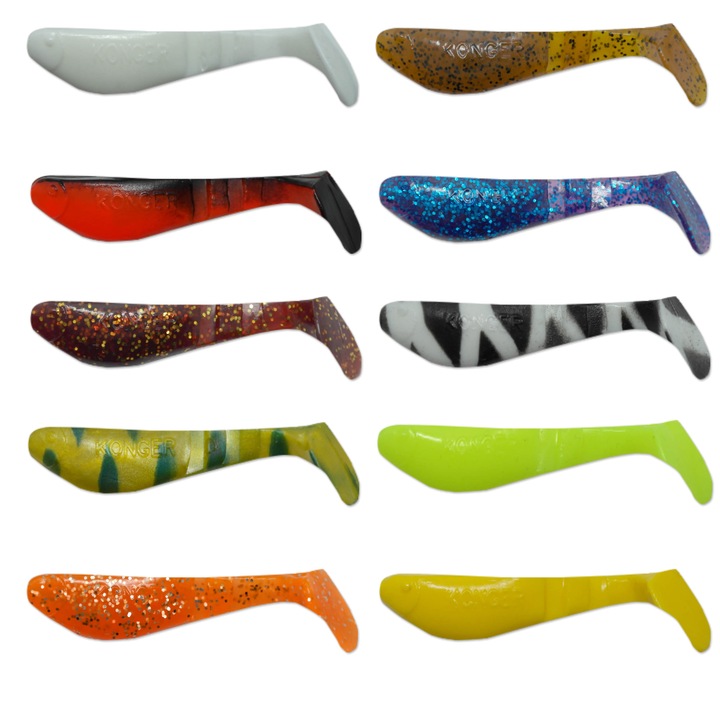 Set 50 buc Shad Konger Killer Shadow 11cm, pentru pescuit la stiuca, salau, somn