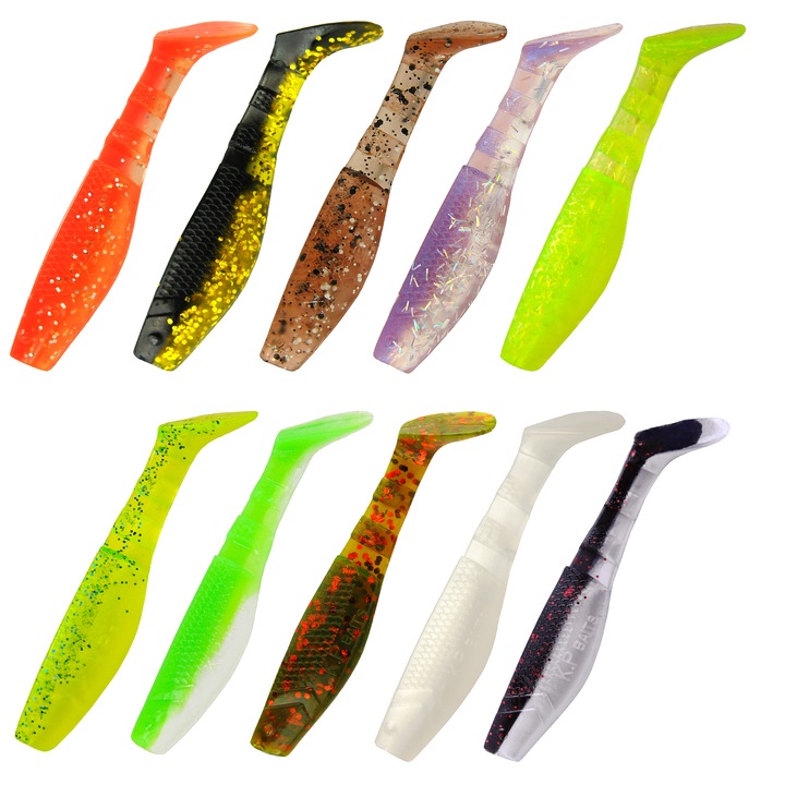 Set 50 buc Shad KP Original Shad 6.25cm, Mix6, pentru pescuit la biban, salau, stiuca