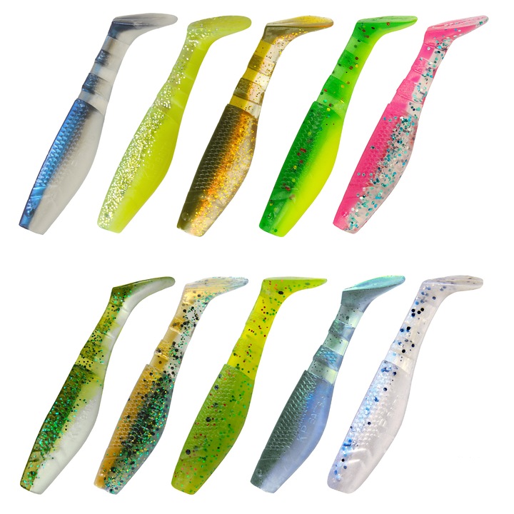 Set 50 buc Shad KP Original Shad 6.25cm, Mix5, pentru pescuit la biban, salau, stiuca