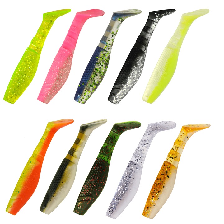 Set 50 buc Shad KP Original Shad 6.25cm, Mix7, pentru pescuit la biban, salau, stiuca