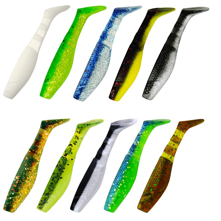 Set 50 buc Shad KP Original Shad 6.25cm, Mix8, pentru pescuit la biban, salau, stiuca