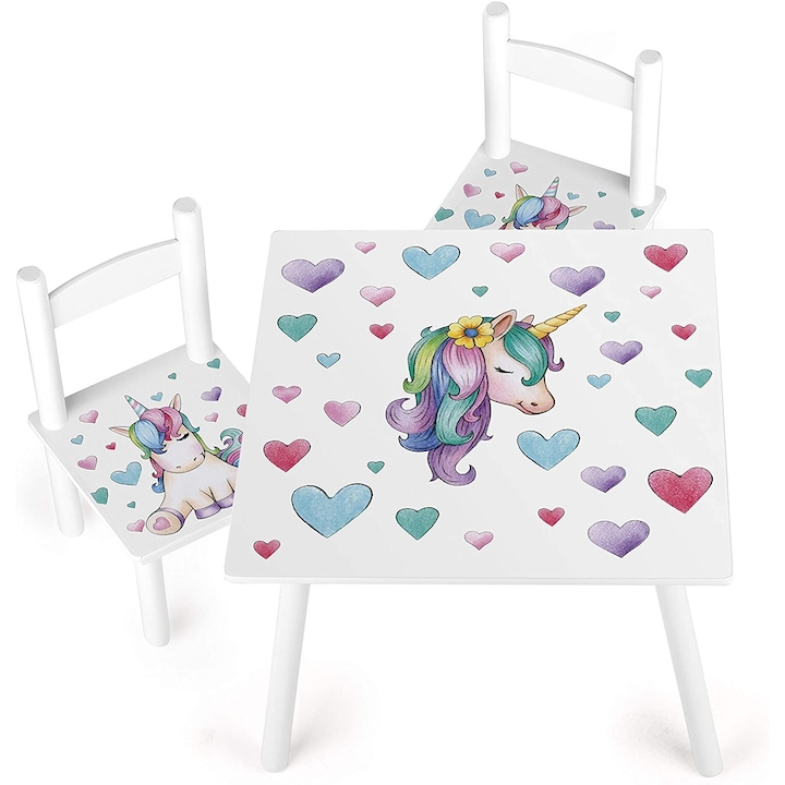 Set masuta cu doua scaune, Leomark, Unicorn, 60 x 60 x 42 cm