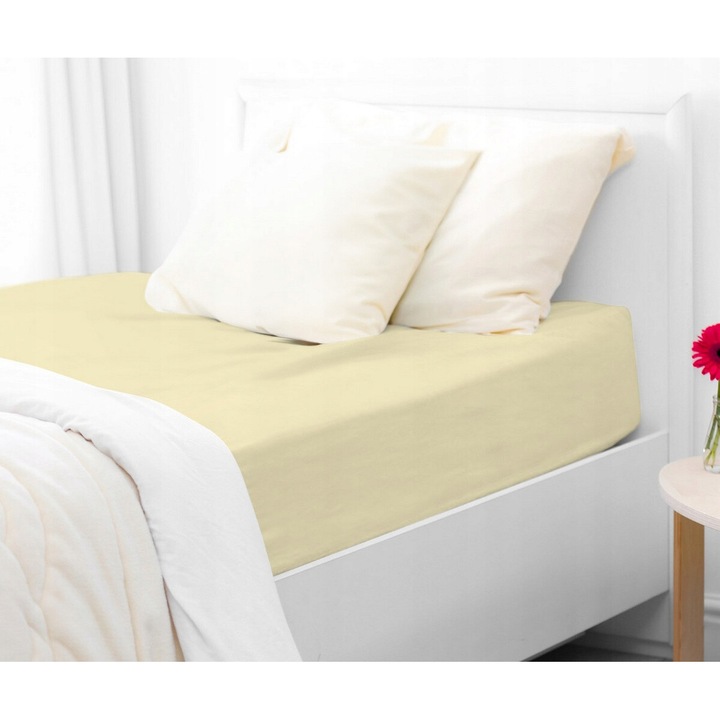 Cearsaf cu elastic jerseu, Darymex, 190x200 cm, Crem