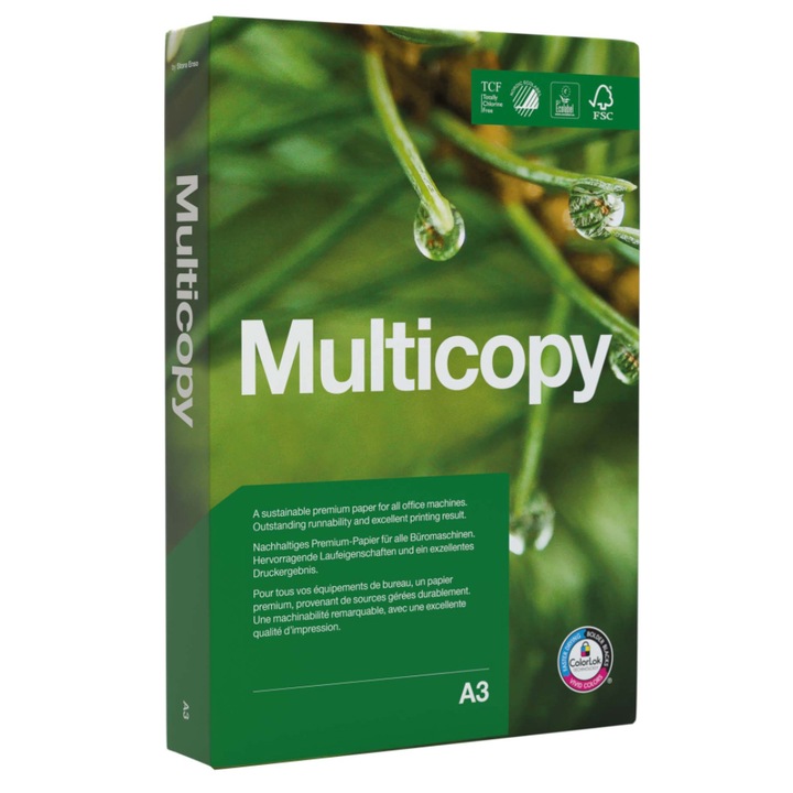 Hartie copiator Multicopy, A3, 80 g/mp, 500 coli/top, 5 topuri/cutie
