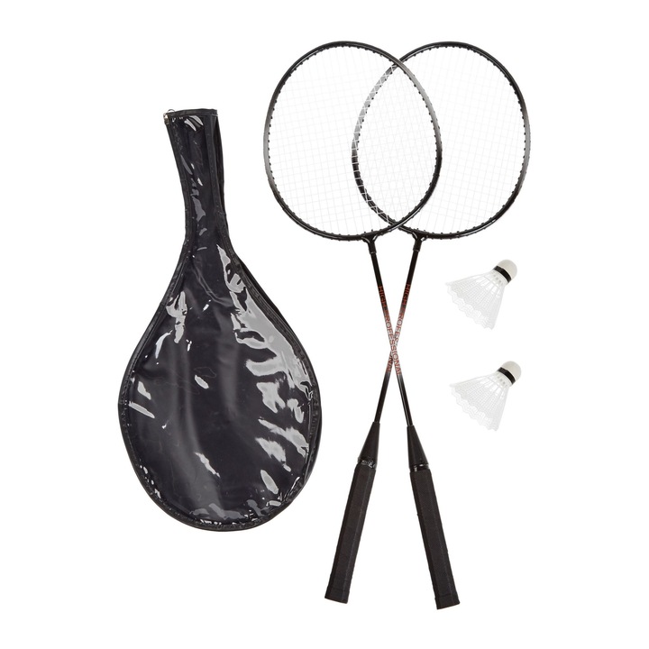 Set badminton, 2 rachete, 2 fluturasi, husa transport