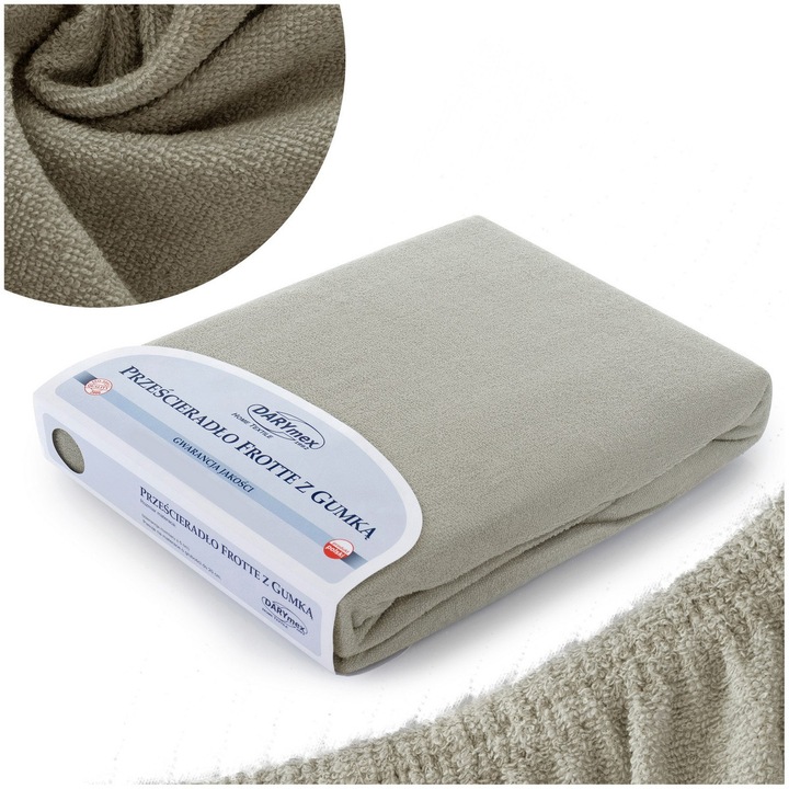 Cearceaf din frotir cu elastic Darymex, 90x200 cm, 155g/m2, Gri
