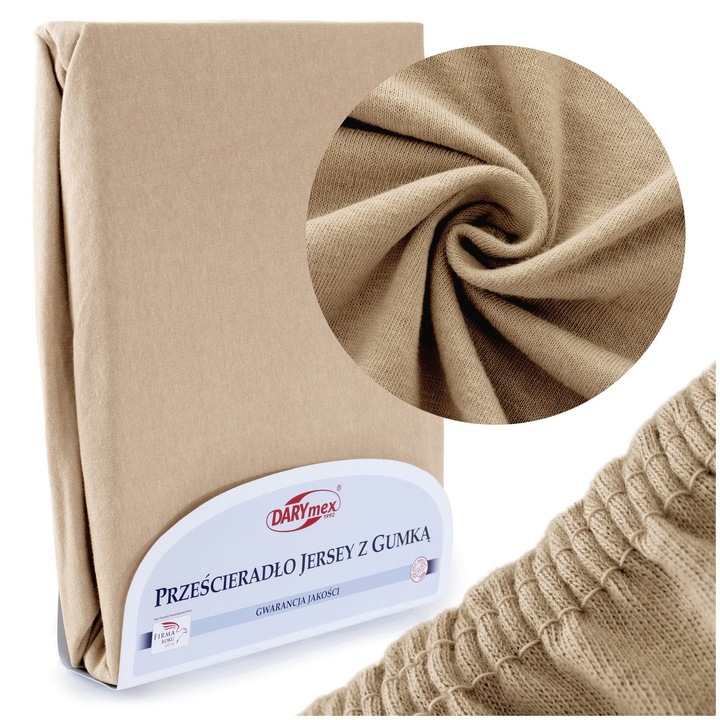 Cearsaf cu elastic, Darymex, Jerseu, 90x200 cm, Bej