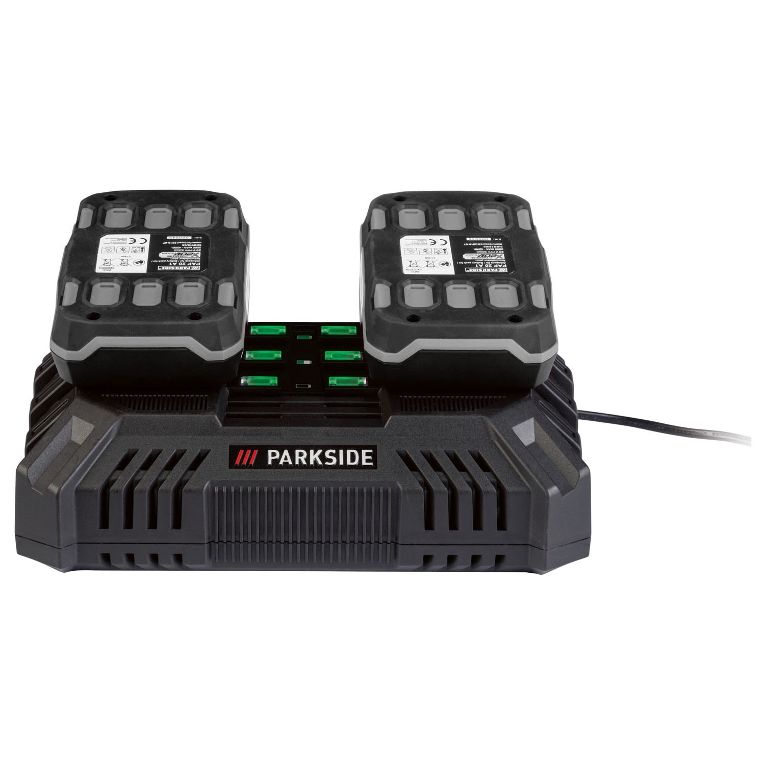 ParkSide PDSLG 20 A1 X20V 4.5A perces akkutöltő dupla gyorstöltő, Team 20V kettős 200W akkukhoz akkumulátor töltő, 35